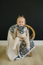 Taupe Stripe + Midnight Floral Muslin Quilt - Blissfully Lavender BoutiqueMebie Baby