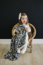 Taupe Stripe + Midnight Floral Muslin Quilt - Blissfully Lavender BoutiqueMebie Baby