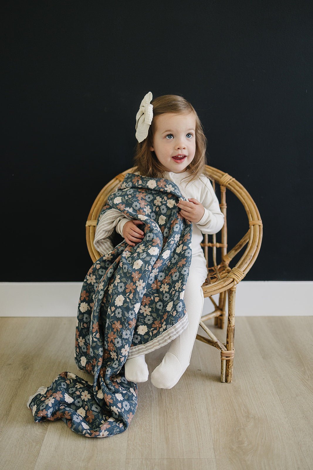 Taupe Stripe + Midnight Floral Muslin Quilt - Blissfully Lavender BoutiqueMebie Baby