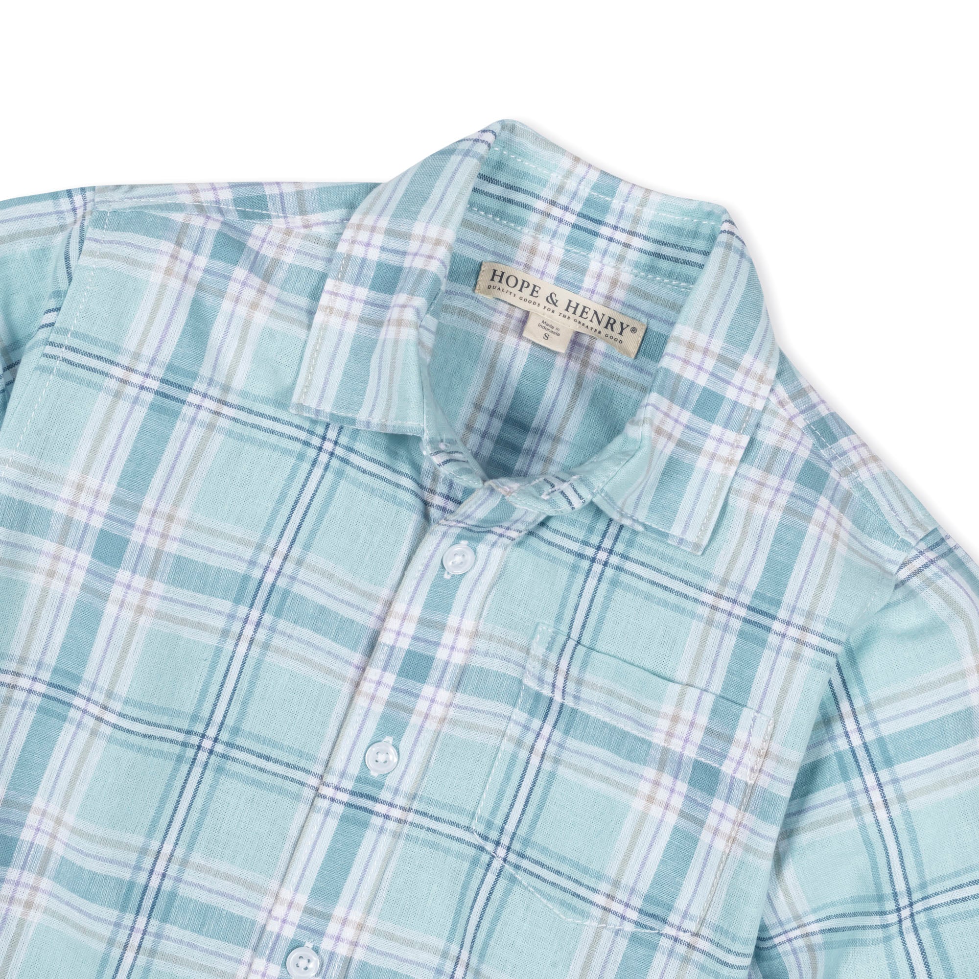 Tea Room Blue Plaid Linen Button - Down Shirt - Blissfully Lavender BoutiqueHope & Henry
