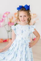 Texas Bluebonnets Flutter Sleeve Twirl Dress - Blissfully Lavender BoutiqueMila & Rose ®