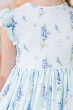Texas Bluebonnets Flutter Sleeve Twirl Dress - Blissfully Lavender BoutiqueMila & Rose ®