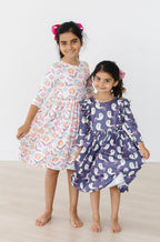 Tied with a Boo 3/4 Ruffle Twirl Dress - Blissfully Lavender BoutiqueMila & Rose ®