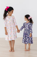 Tied with a Boo 3/4 Ruffle Twirl Dress - Blissfully Lavender BoutiqueMila & Rose ®