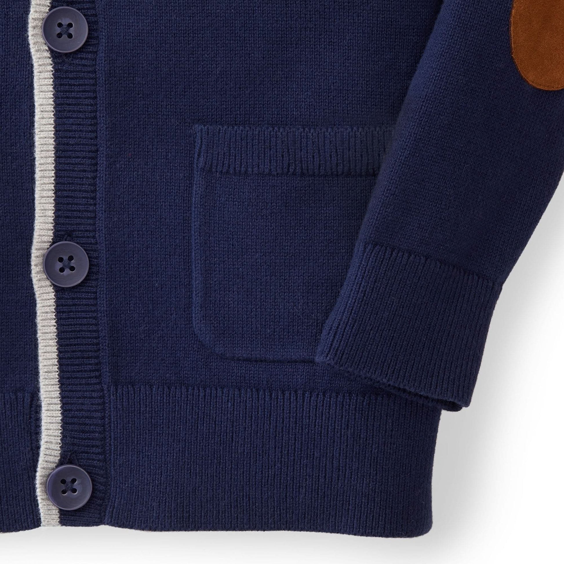 Boys Tipped Organic Cardigan with Elbow Patches