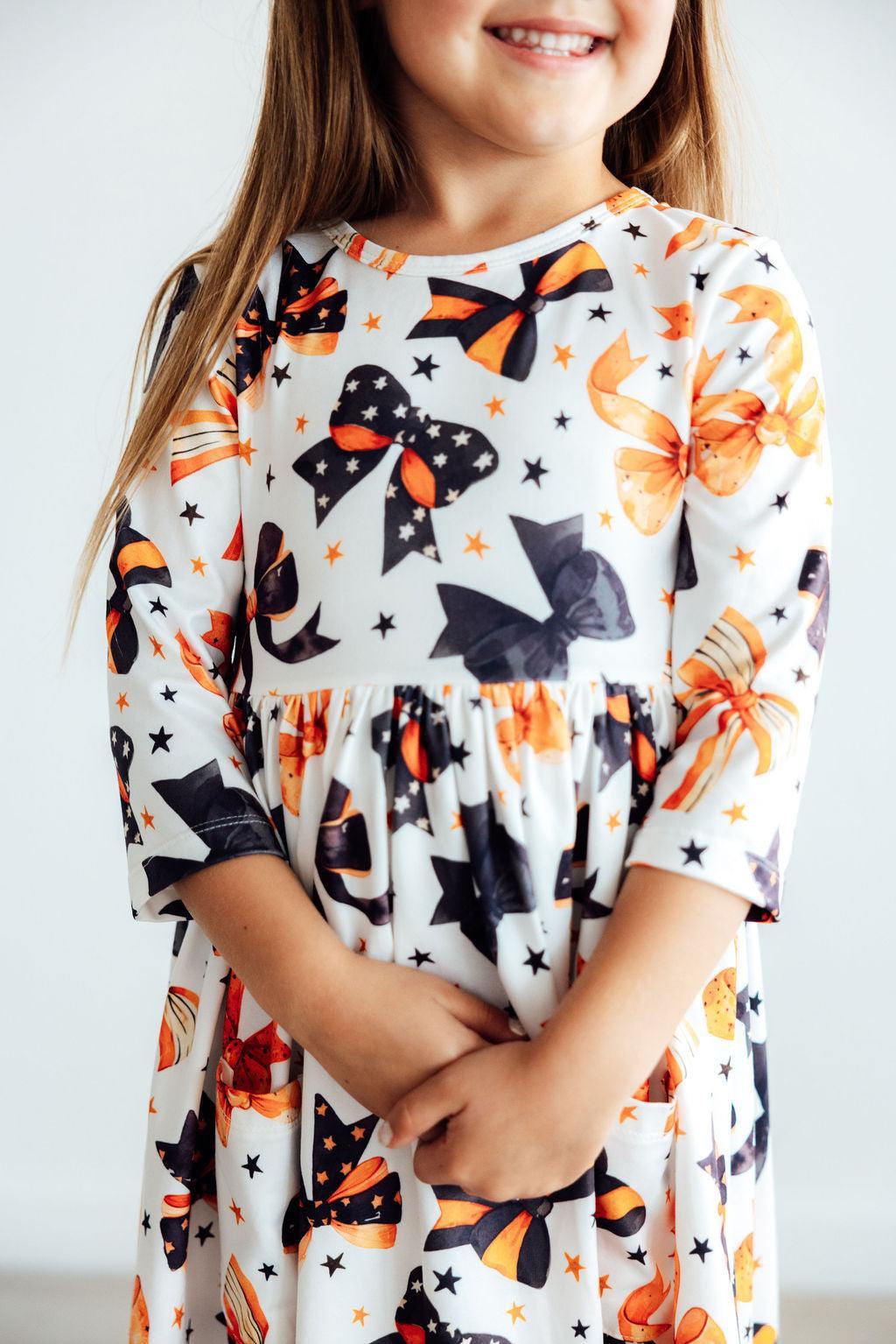 Trick or Twirl 3/4 Sleeve Pocket Twirl Dress - Blissfully Lavender BoutiqueMila & Rose ®