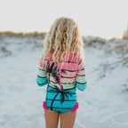 Tropical Stripe Palm Zip Rashguard Swimsuit - Blissfully Lavender BoutiqueOopsie Daisy