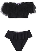 Black Tulle Draped Bikini