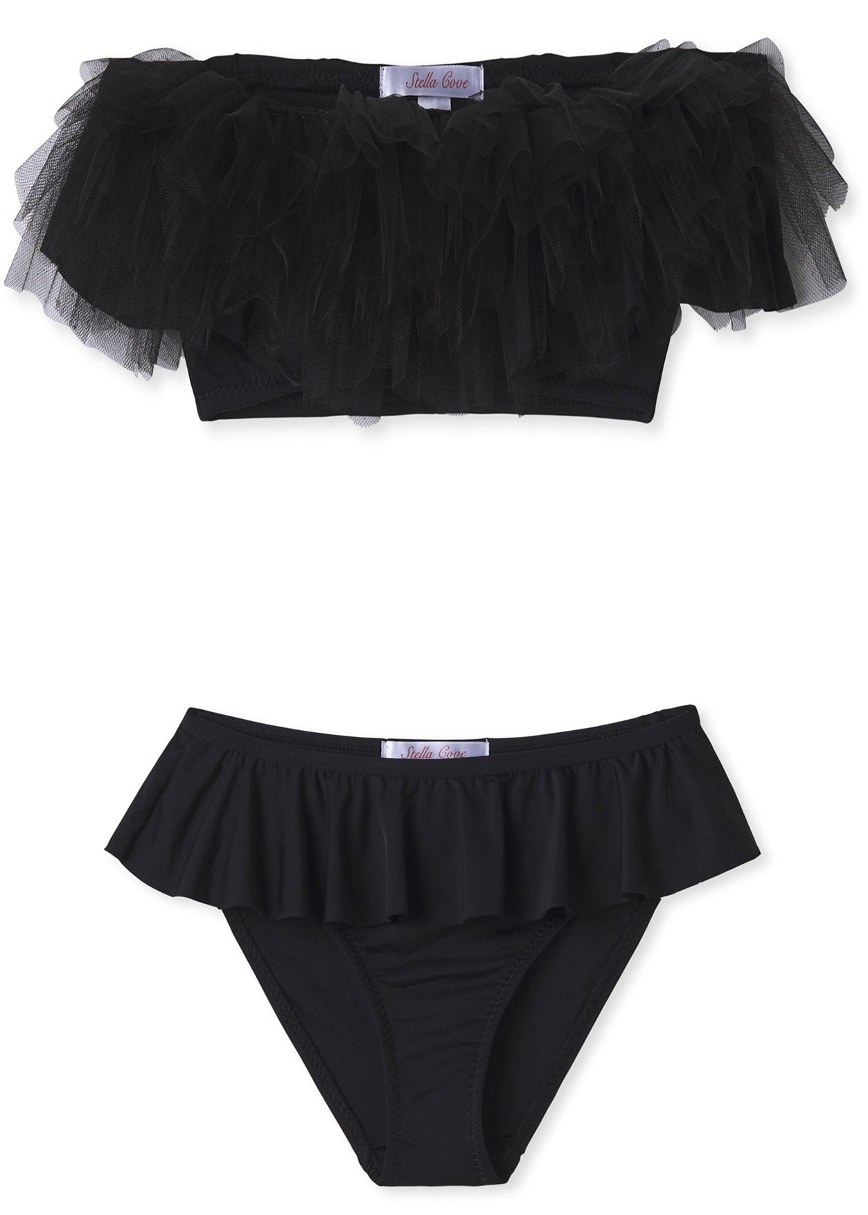 Black Tulle Draped Bikini