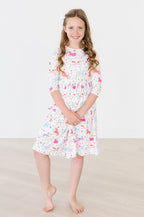 Unicorn Wish 3/4 Sleeve Pocket Twirl Dress - Blissfully Lavender BoutiqueMila & Rose ®