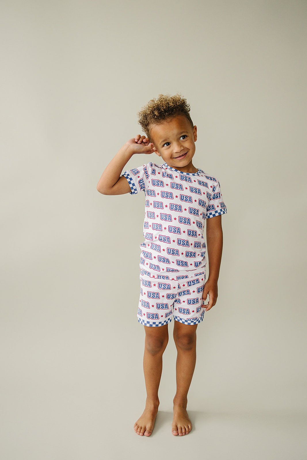 USA Bamboo Shorts Set - Blissfully Lavender BoutiqueLUCKY PANDA KIDS