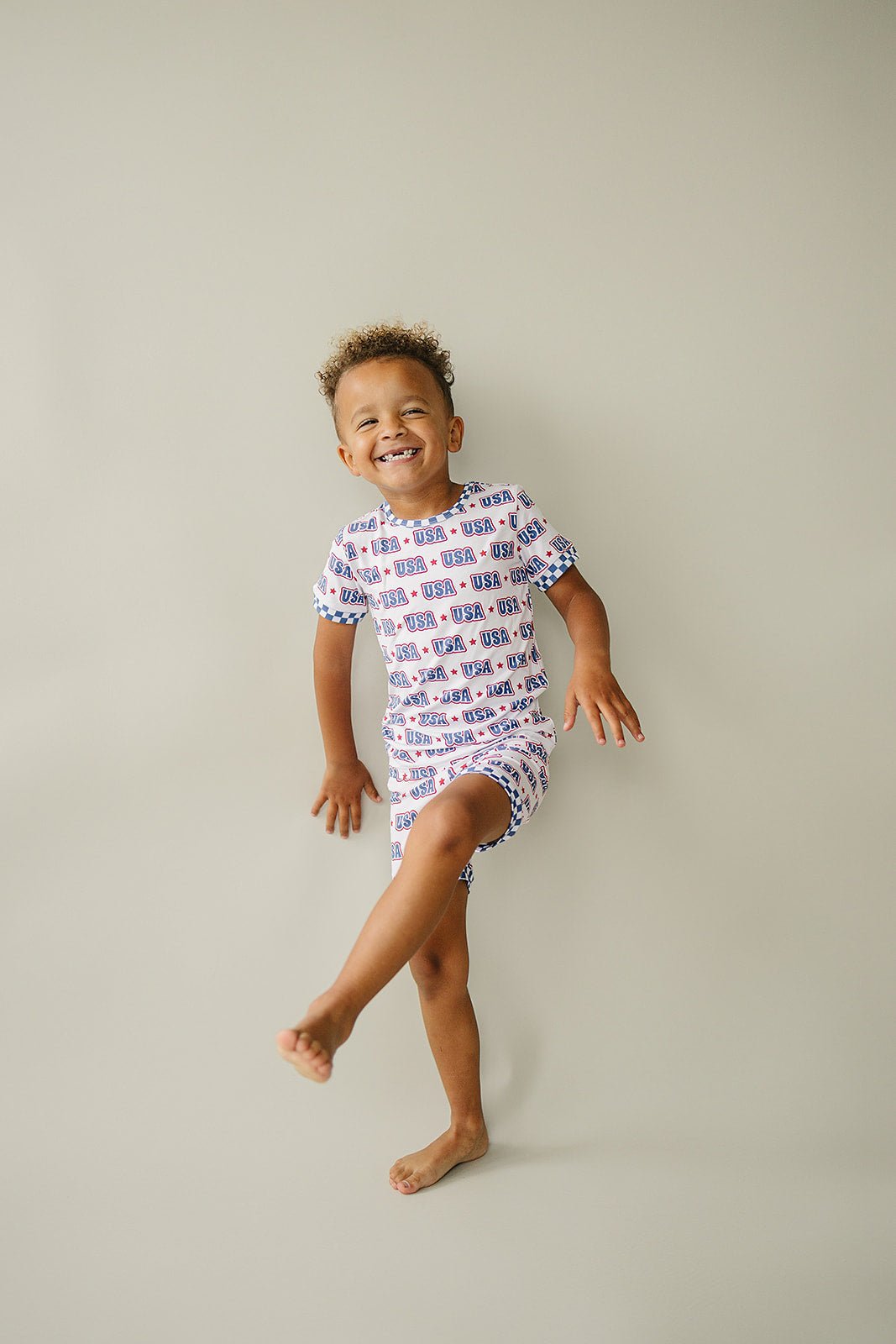 USA Bamboo Shorts Set - Blissfully Lavender BoutiqueLUCKY PANDA KIDS