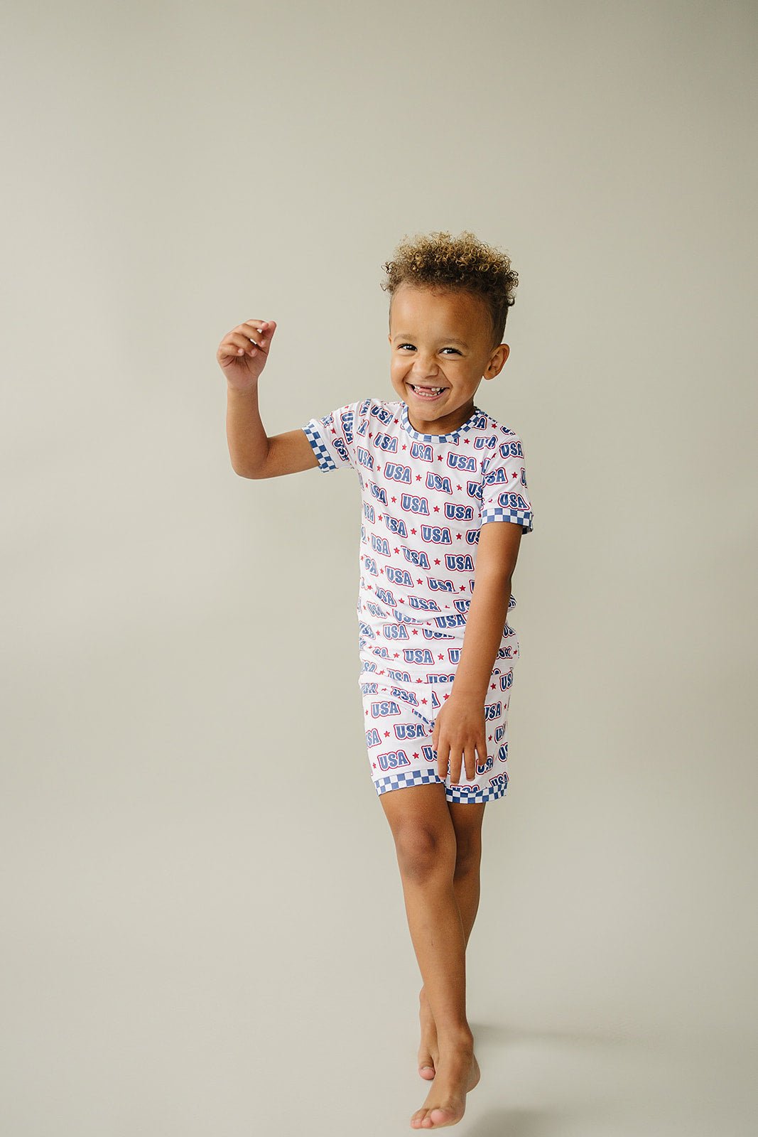USA Bamboo Shorts Set - Blissfully Lavender BoutiqueLUCKY PANDA KIDS