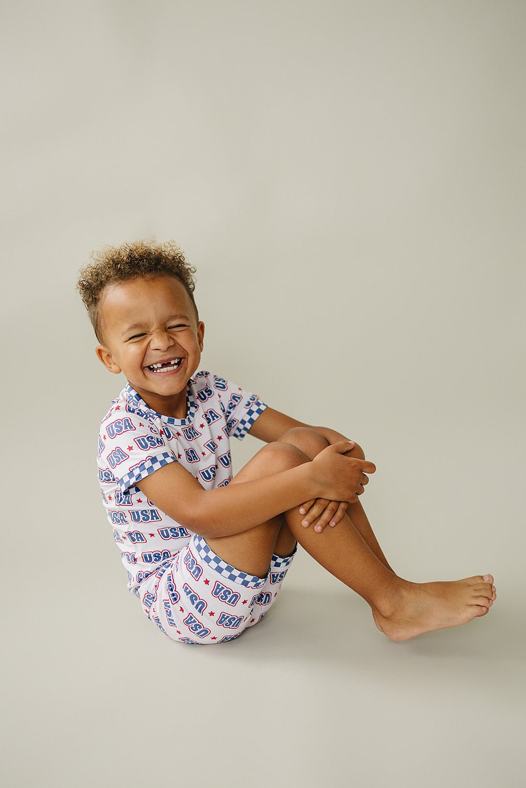 USA Bamboo Shorts Set - Blissfully Lavender BoutiqueLUCKY PANDA KIDS