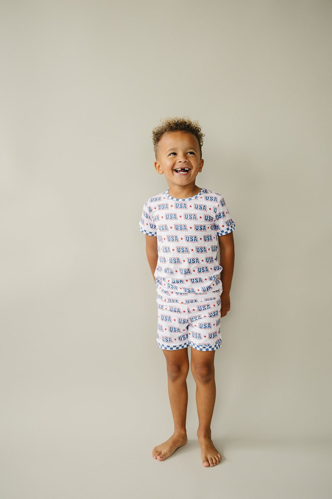 USA Bamboo Shorts Set - Blissfully Lavender BoutiqueLUCKY PANDA KIDS