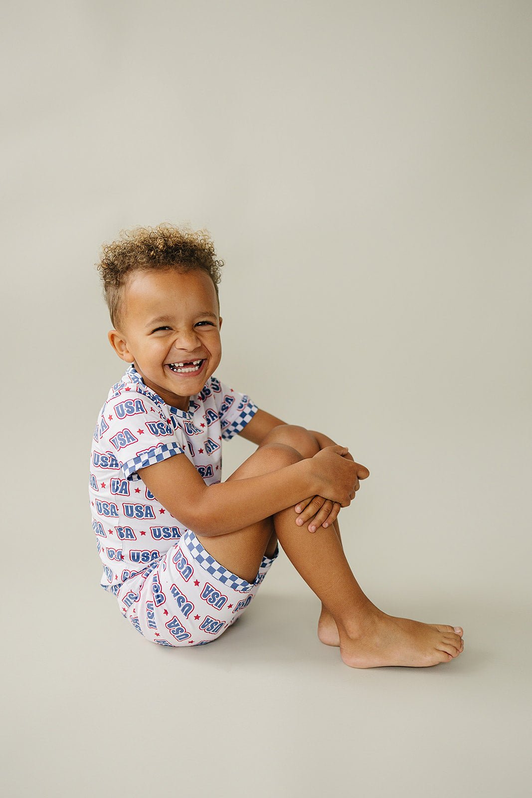 USA Bamboo Shorts Set - Blissfully Lavender BoutiqueLUCKY PANDA KIDS