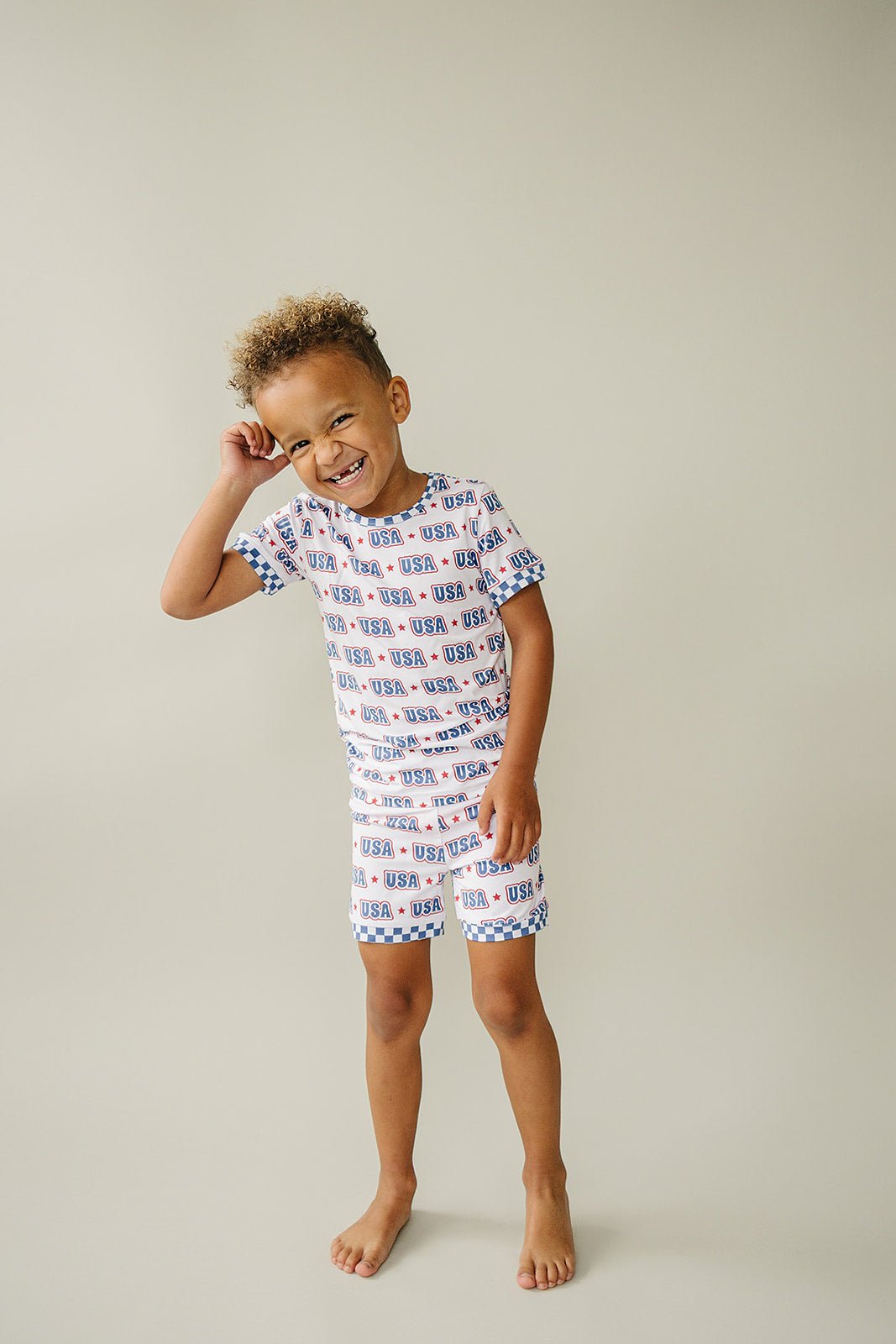 USA Bamboo Shorts Set - Blissfully Lavender BoutiqueLUCKY PANDA KIDS