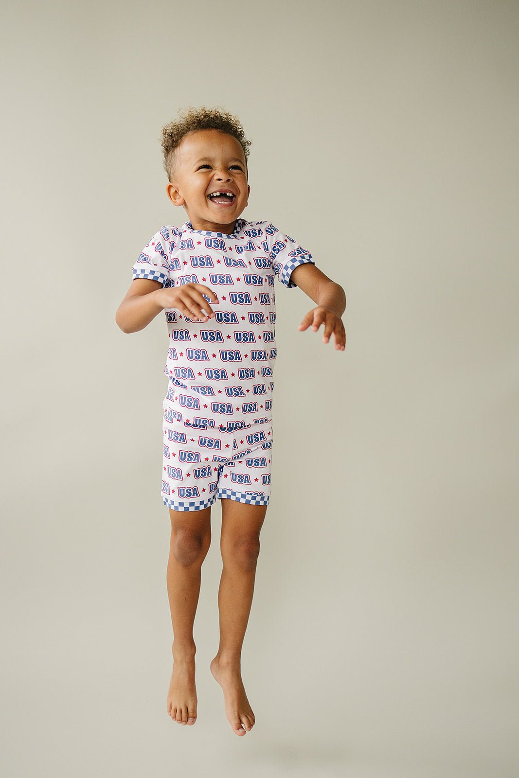 USA Bamboo Shorts Set - Blissfully Lavender BoutiqueLUCKY PANDA KIDS