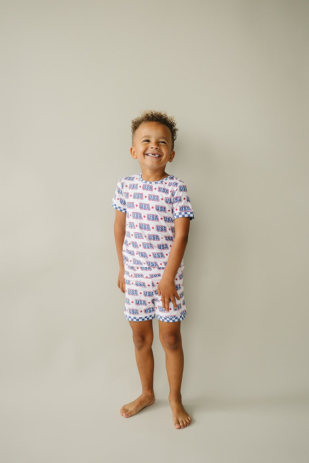 USA Bamboo Shorts Set - Blissfully Lavender BoutiqueLUCKY PANDA KIDS