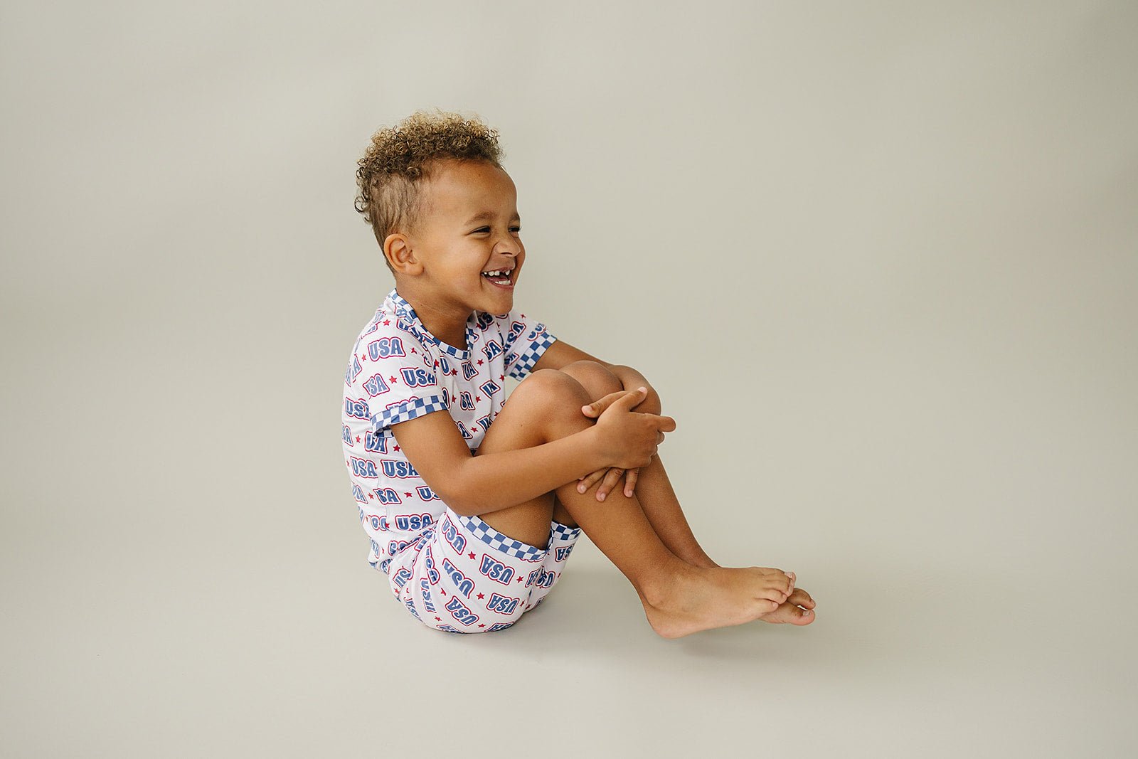USA Bamboo Shorts Set - Blissfully Lavender BoutiqueLUCKY PANDA KIDS