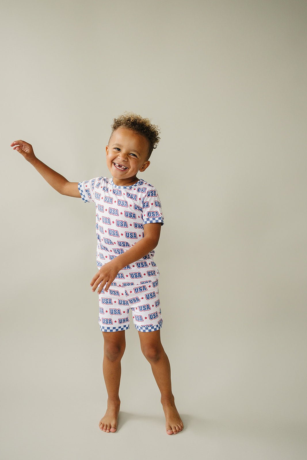 USA Bamboo Shorts Set - Blissfully Lavender BoutiqueLUCKY PANDA KIDS