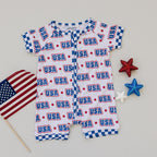 USA Bamboo Shorty Romper - Blissfully Lavender BoutiqueLUCKY PANDA KIDS