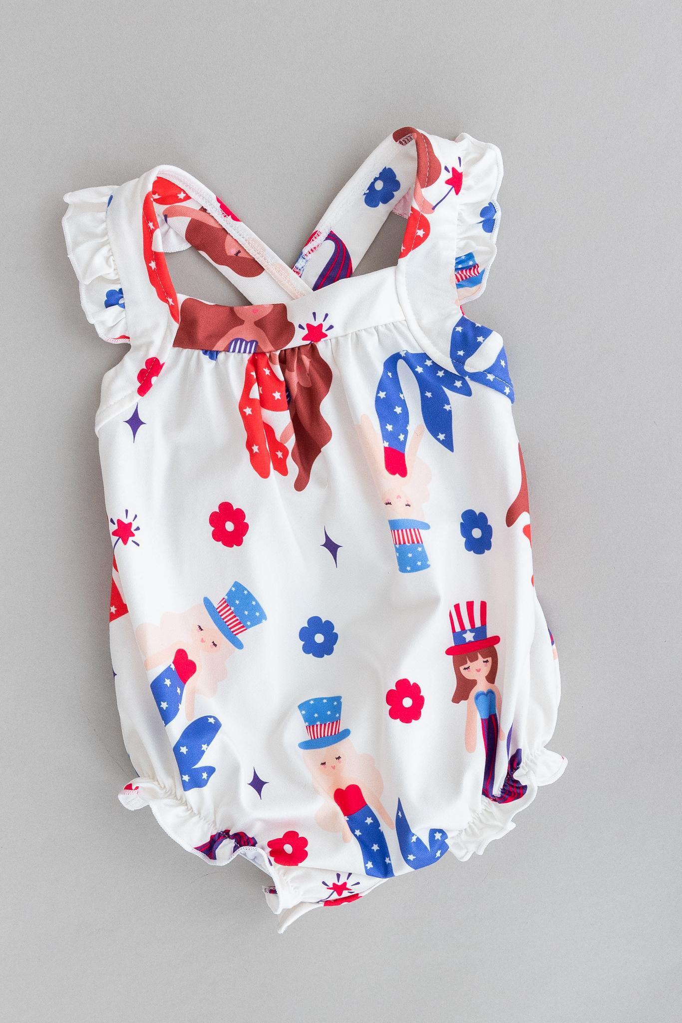 USA Ruffle Cross Back Romper - Blissfully Lavender BoutiqueMila & Rose ®