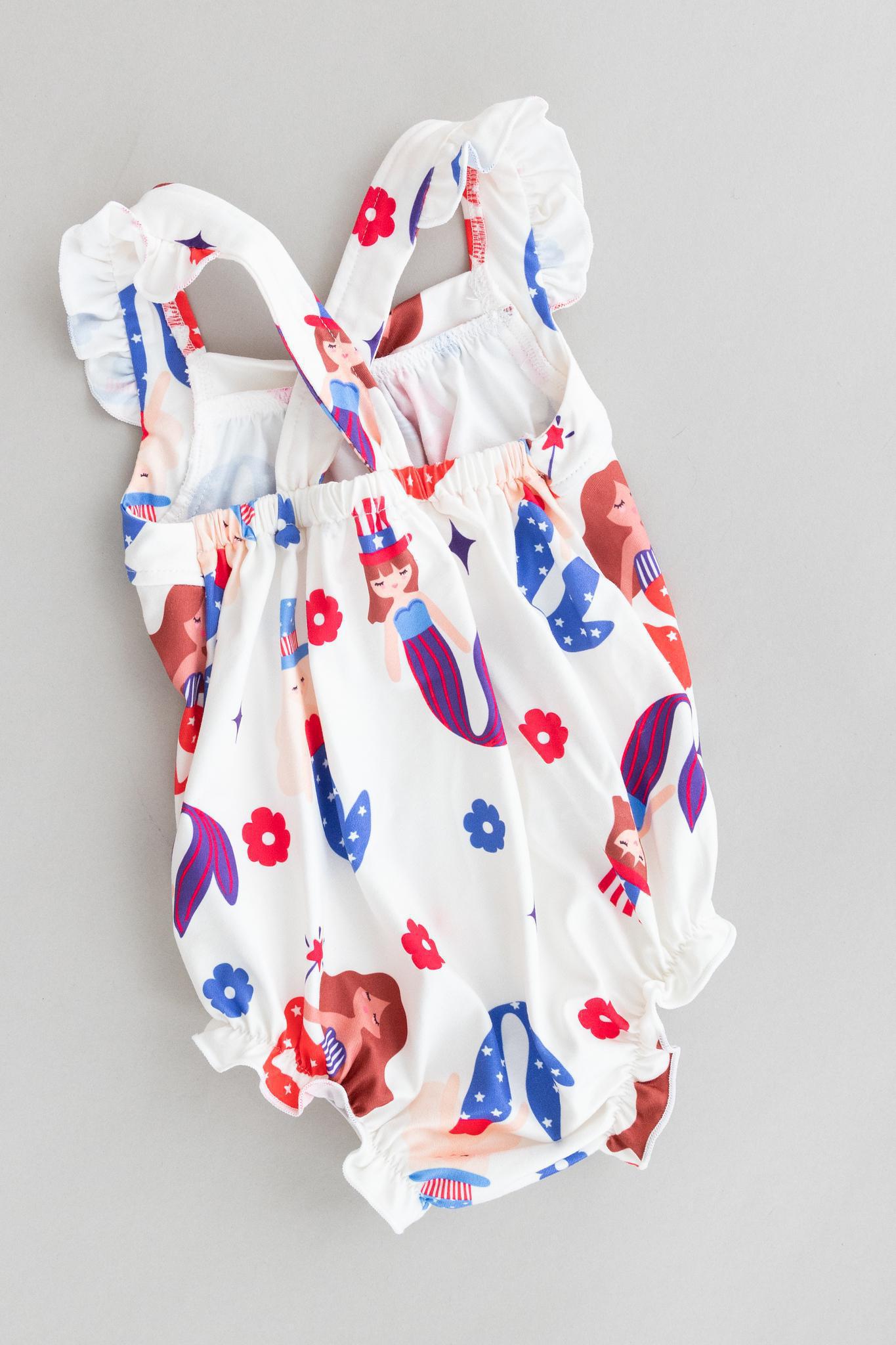 USA Ruffle Cross Back Romper - Blissfully Lavender BoutiqueMila & Rose ®