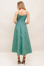 VERDE ELEGANTE WOVEN MIDI DRESS - Blissfully Lavender BoutiqueFlying Tomato