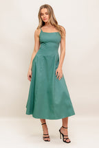 VERDE ELEGANTE WOVEN MIDI DRESS - Blissfully Lavender BoutiqueFlying Tomato