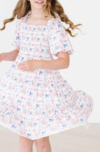 Vintage Flags Smocked Ruffle Dress - Blissfully Lavender BoutiqueMila & Rose ®