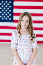 Vintage Flags Smocked Ruffle Dress - Blissfully Lavender BoutiqueMila & Rose ®