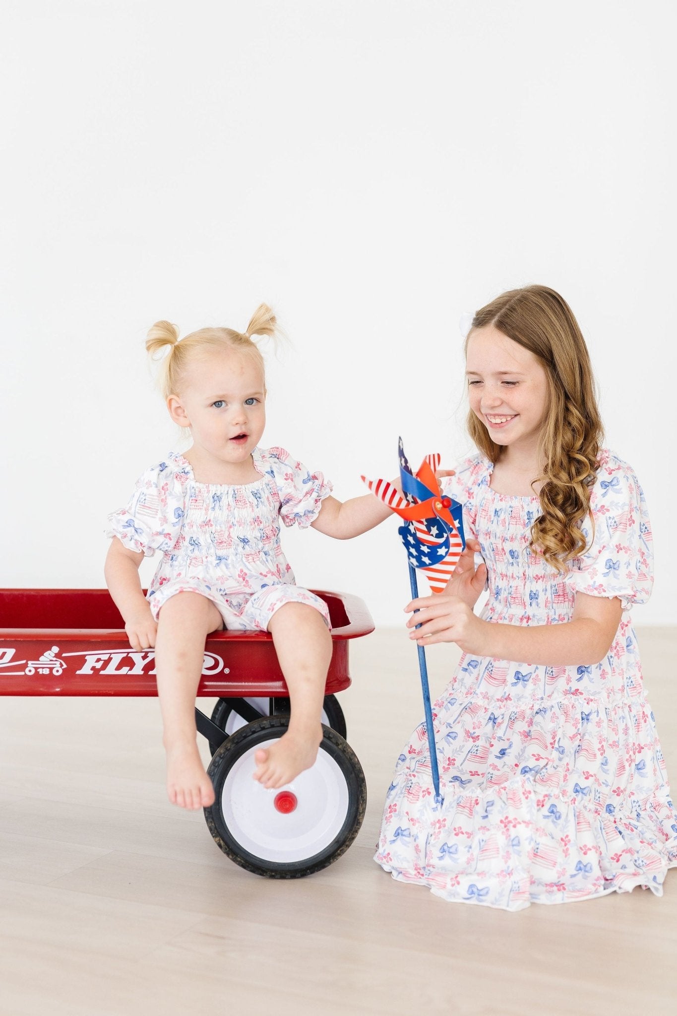 Vintage Flags Smocked Ruffle Dress - Blissfully Lavender BoutiqueMila & Rose ®