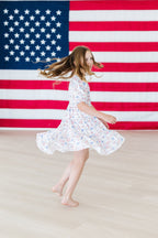 Vintage Flags Smocked Ruffle Dress - Blissfully Lavender BoutiqueMila & Rose ®