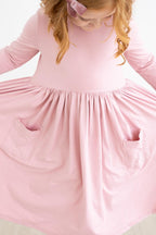 Vintage Pink 3/4 Sleeve Pocket Twirl Dress - Blissfully Lavender BoutiqueMila & Rose ®