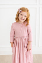 Vintage Pink 3/4 Sleeve Pocket Twirl Dress - Blissfully Lavender BoutiqueMila & Rose ®