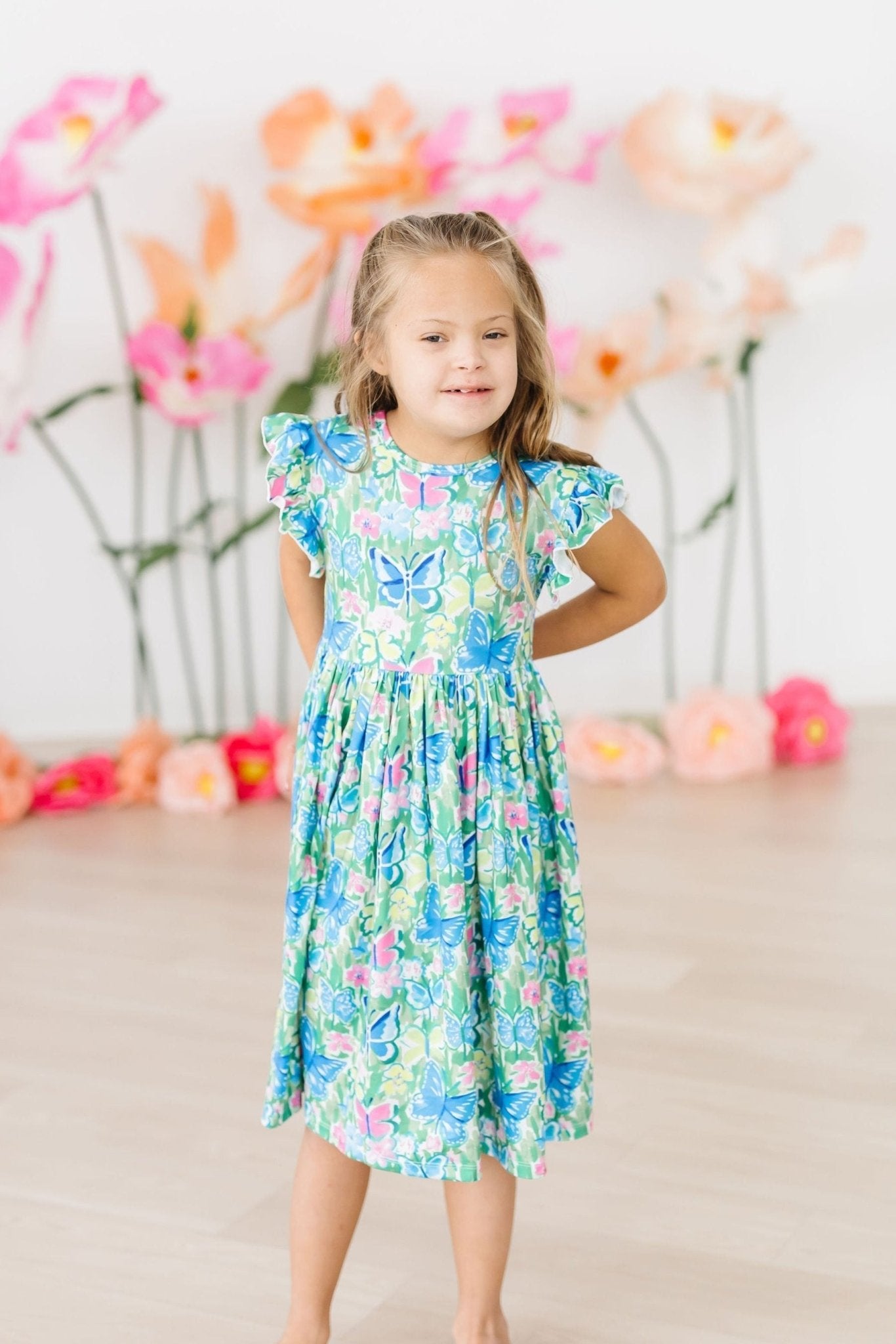 Watercolor Butterflies Flutter Sleeve Twirl Dress - Blissfully Lavender BoutiqueMila & Rose ®