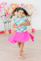 Watercolor Butterflies Short Sleeve Ruffle Tee - Blissfully Lavender BoutiqueMila & Rose ®