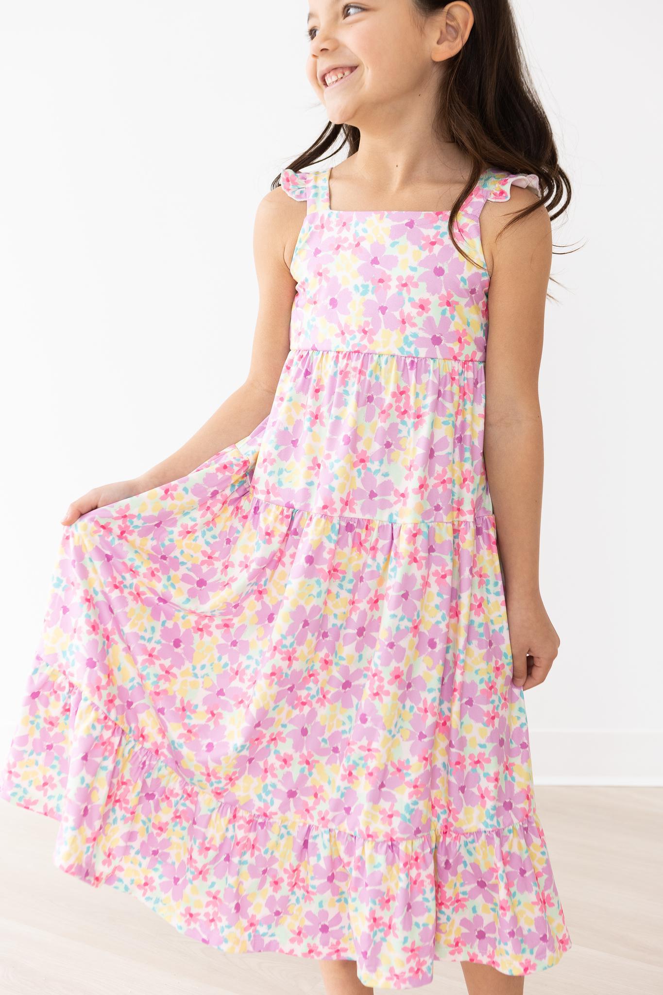 Watercolor Floral Ruffle Maxi Dress - Blissfully Lavender BoutiqueMila & Rose ®