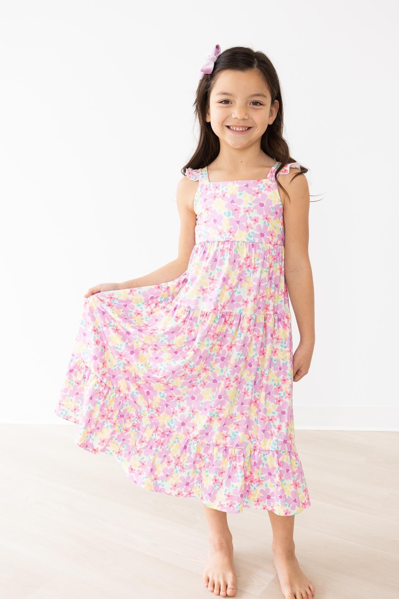 Watercolor Floral Ruffle Maxi Dress - Blissfully Lavender BoutiqueMila & Rose ®
