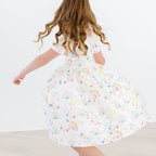 Watercolor Rainbows Short Sleeve Pocket Twirl Dress - Blissfully Lavender BoutiqueMila & Rose ®