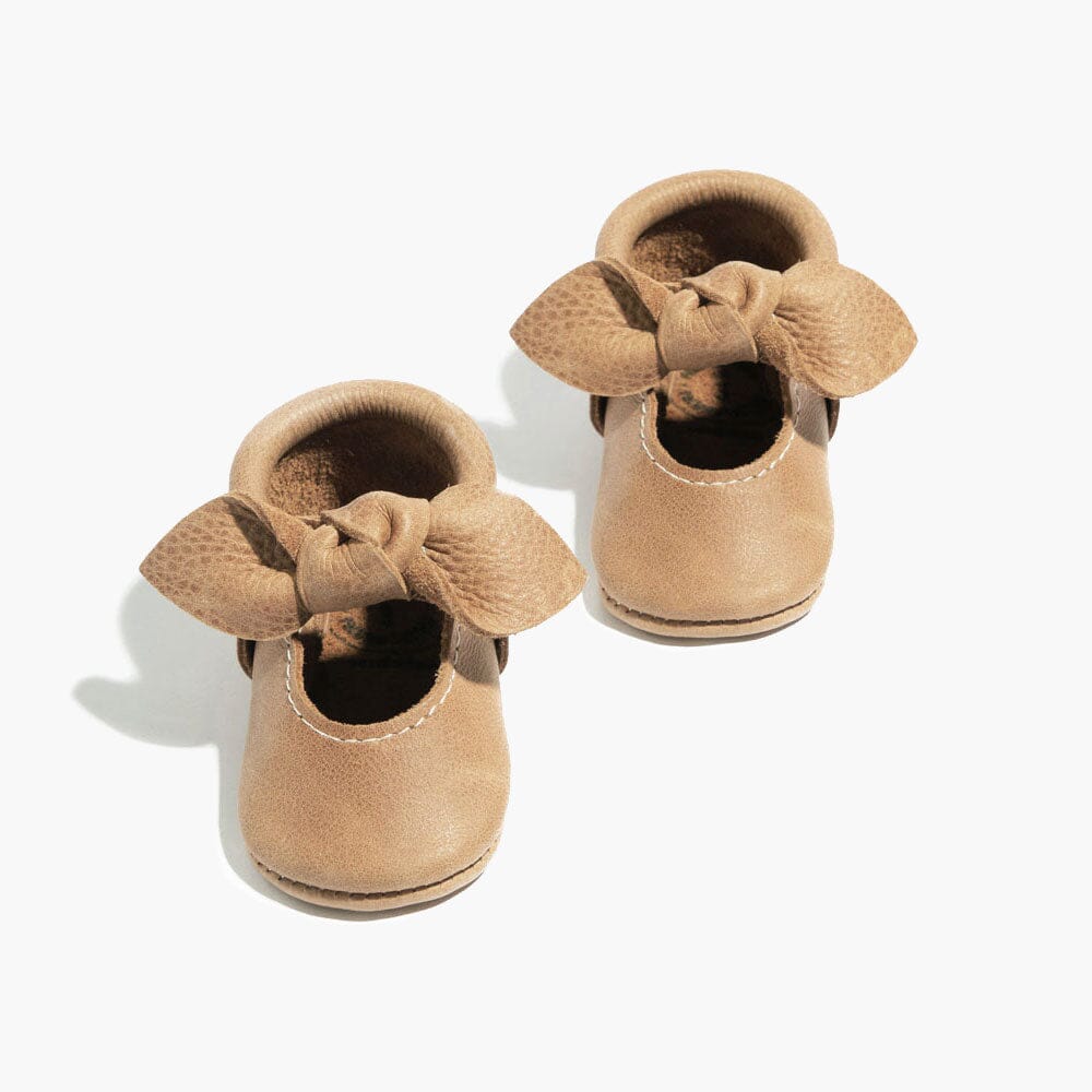 Weathered Brown Knotted Bow Baby Shoe - Blissfully Lavender BoutiqueFreshly Picked
