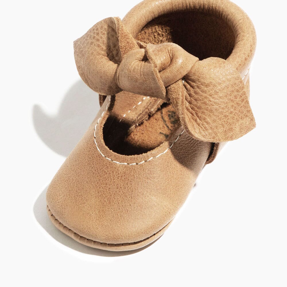 Weathered Brown Knotted Bow Baby Shoe - Blissfully Lavender BoutiqueFreshly Picked