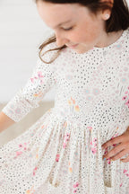 Whimsical Wildflowers 3/4 Sleeve Pocket Twirl Dress - Blissfully Lavender BoutiqueMila & Rose ®
