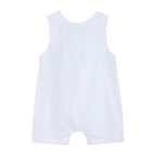White and Blue Holy Smocked Overalls
