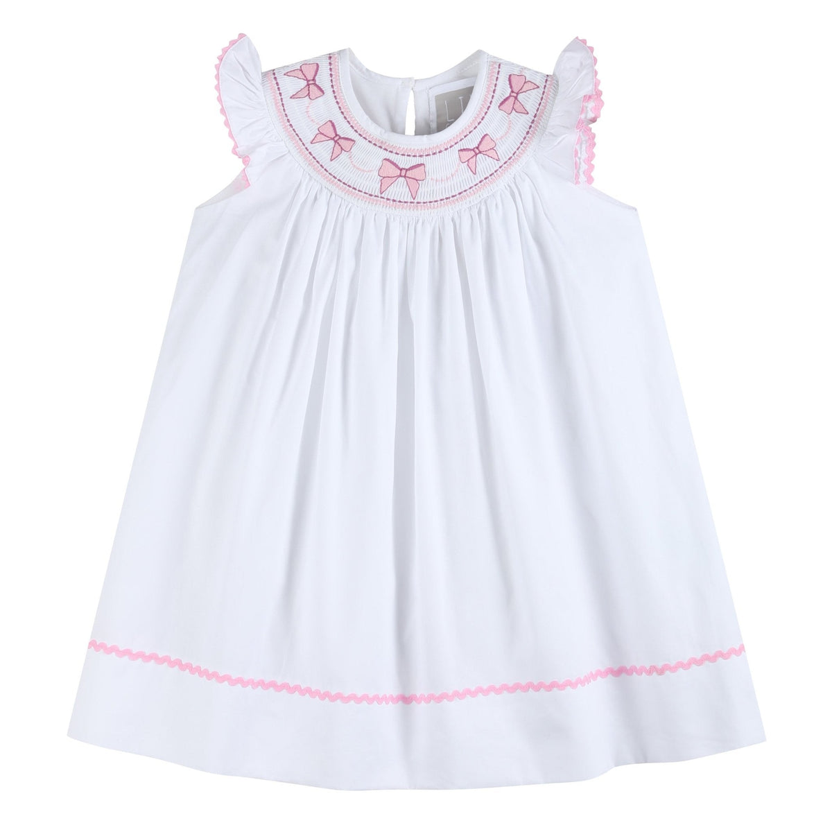 White and Pink Smocked Bishop Dress