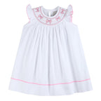 White and Pink Smocked Bishop Dress