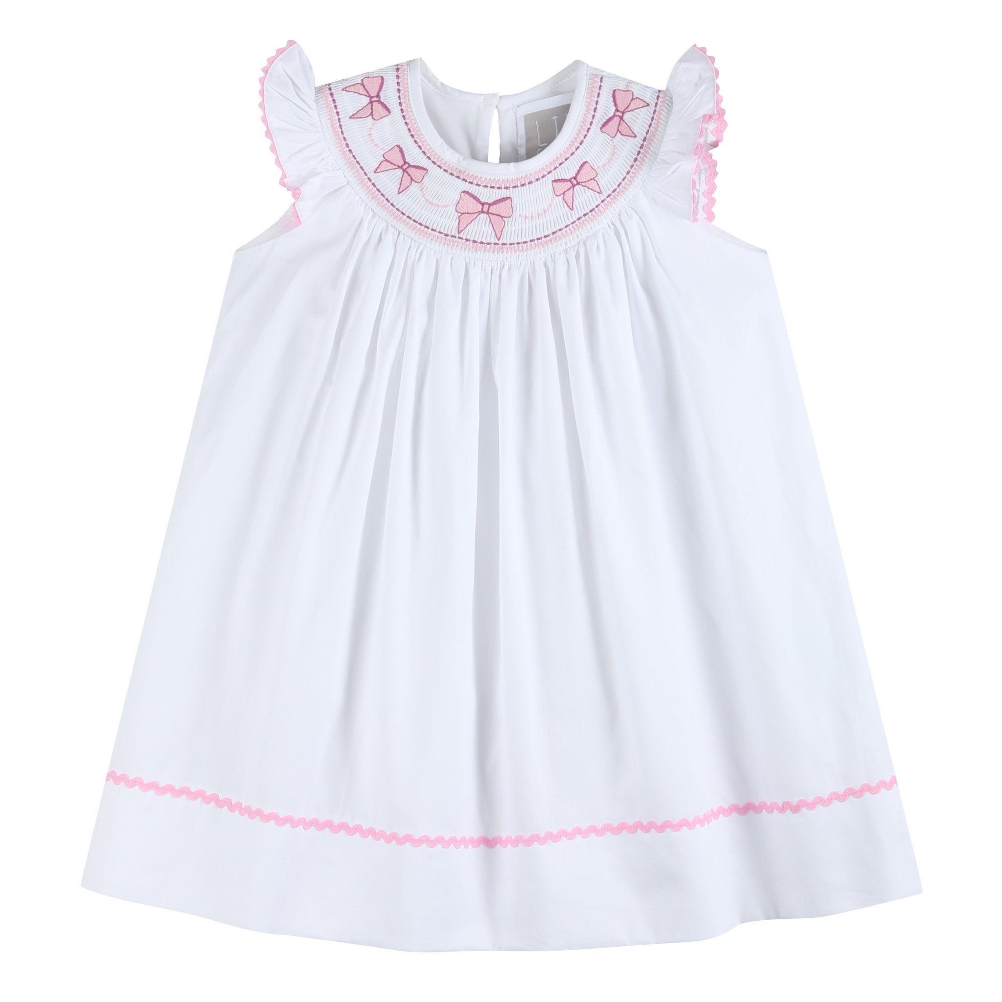 White and Pink Smocked Bishop Dress