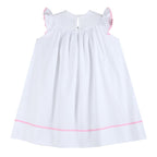 White and Pink Smocked Bishop Dress