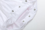 White & Pink Bows Smocked Ruffle Romper